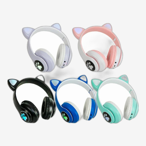 Наушники накладные Bluetooth с ушками и LED-подсветкой, складные STN-28M