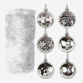 Ялинкові кульки 30 шт D6 см «Срібло» у тубусі