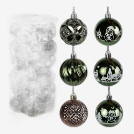 Ялинкові кульки 30 шт D6 см «Темно-зелений» у тубусі