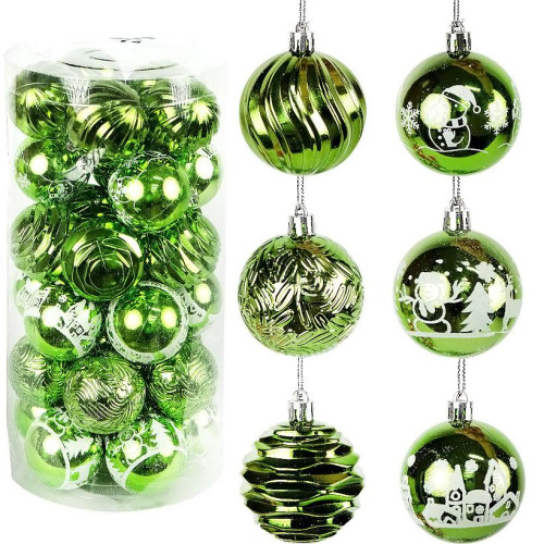 Ялинкові кульки 30 шт D6 см «Зелений» у тубусі