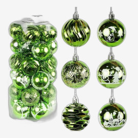 Ялинкові кульки 30 шт D6 см «Зелений» у тубусі