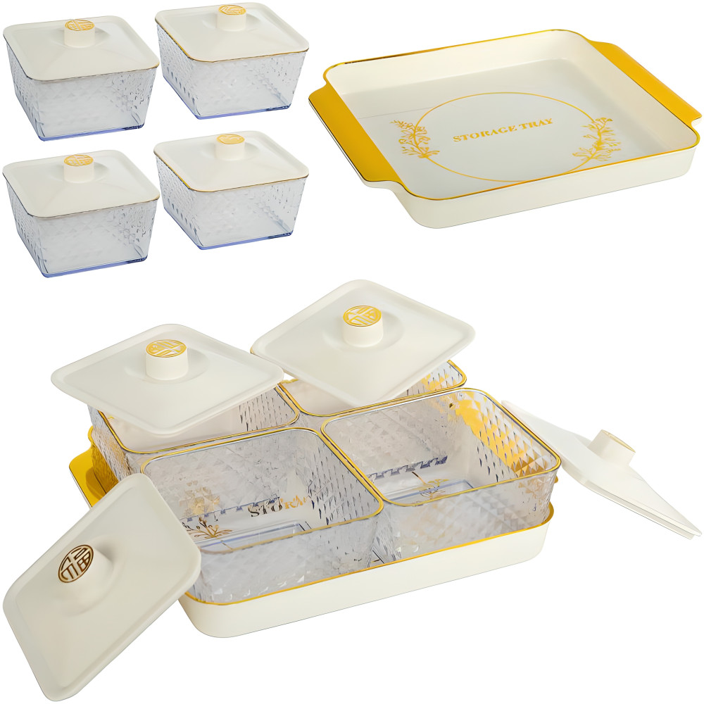 Набор контейнеров пластиковых 4 шт с крышками на подставке