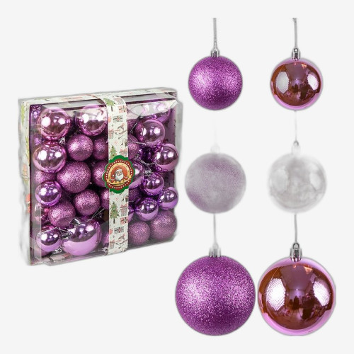 Набор елочных шаров 42шт D4/5/6/7см 