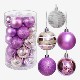 Ялинкові кульки 25 шт D6 см «Фіолетовий» у тубусі