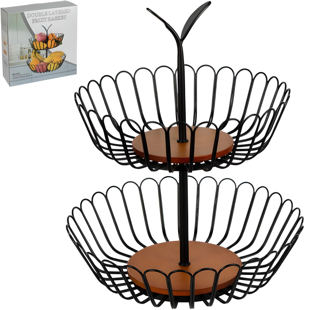 Фруктівниця дворівнева металева для фруктів