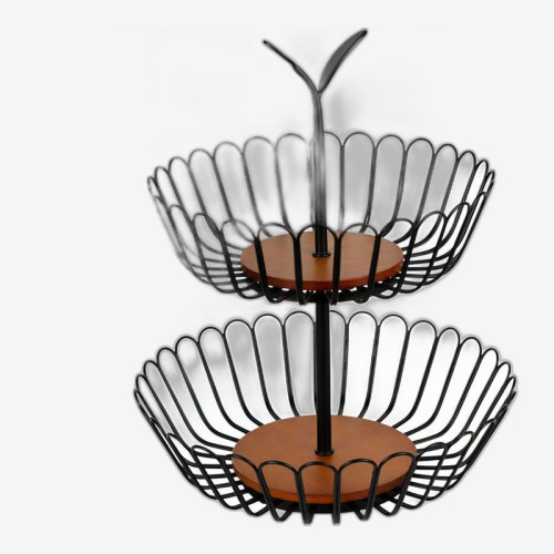 Двухъярусная металлическая фруктовница 35см