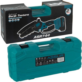 Аккумуляторная мини-цепная пила 18V, шина 4″ + 6″, 15/20 см, кейс + коробка (ASR744)