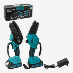 Аккумуляторная мини-цепная пила 18V, шина 4″ + 6″, 15/20 см, кейс + коробка (ASR744)