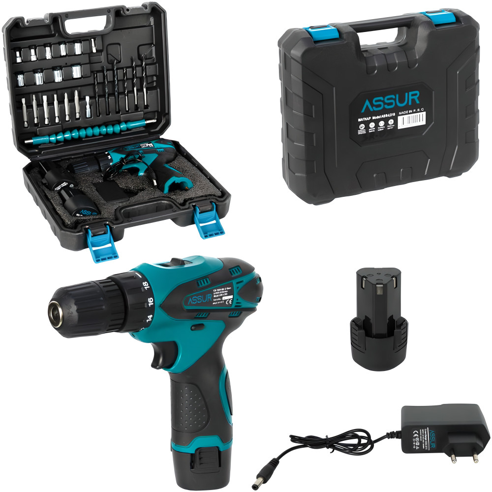 Дриль 12V патрон 10мм набір 24 предметів у кейсі