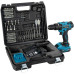 Аккумуляторная дрель 12V с патроном 10мм, набор 32предмета в кейсе (ASR069/068)