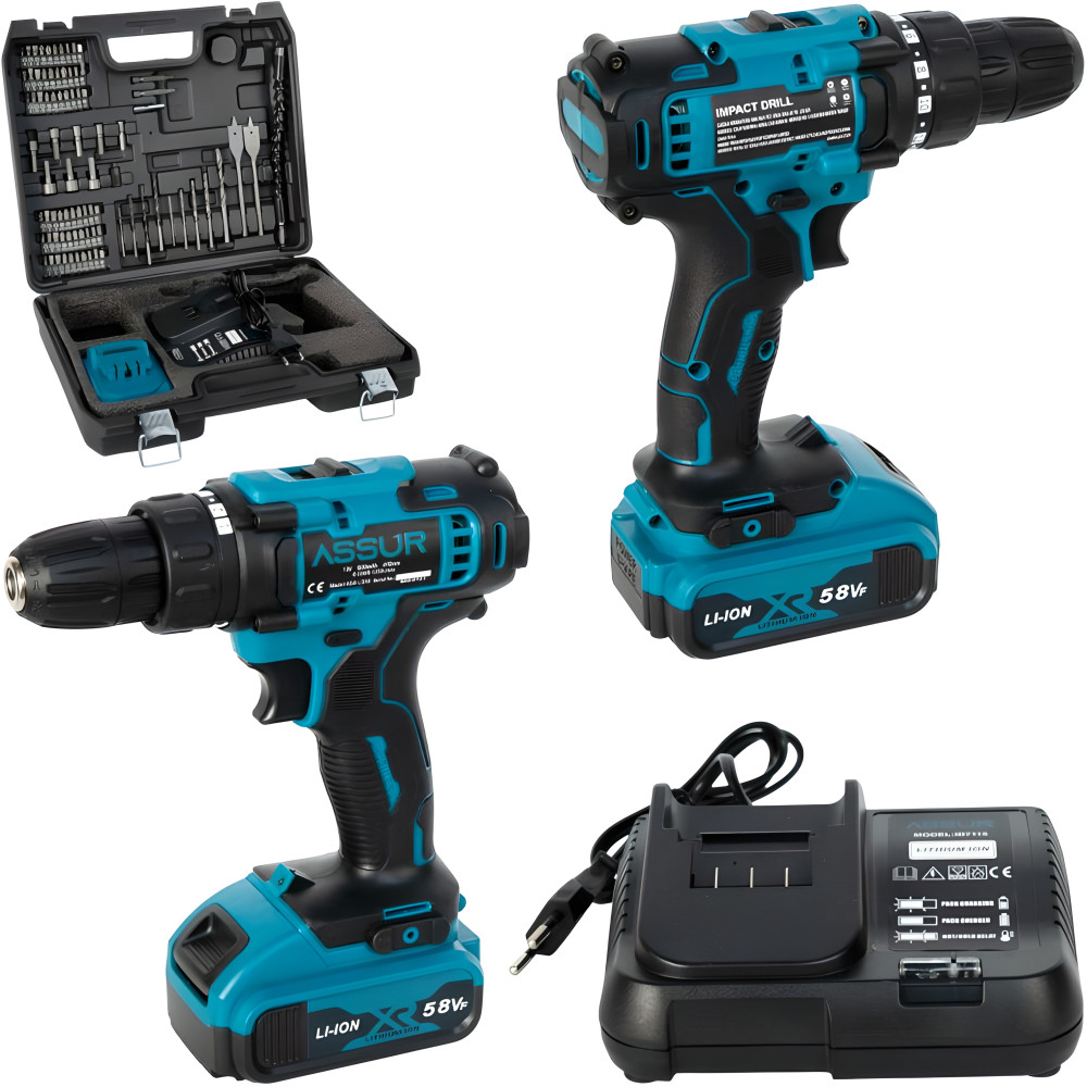 Дриль 12V патрон 10мм набір 32 предметів у кейсі