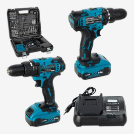 Аккумуляторная дрель 12V с патроном 10мм, набор 32предмета в кейсе (ASR069/068)