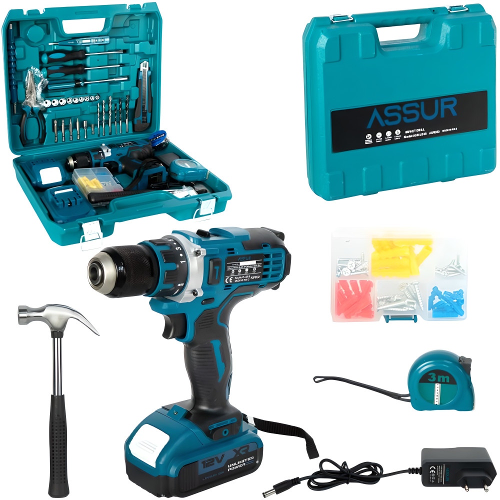 Дрель аккумуляторная 12V, 1500 мАч с набором аксессуаров