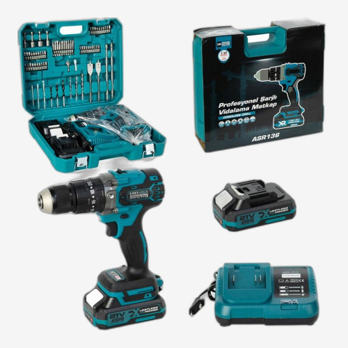 Аккумуляторная ударная дрель 13мм 21V бесщёточная, с набором аксессуаров, кейс + коробка (ASR136)