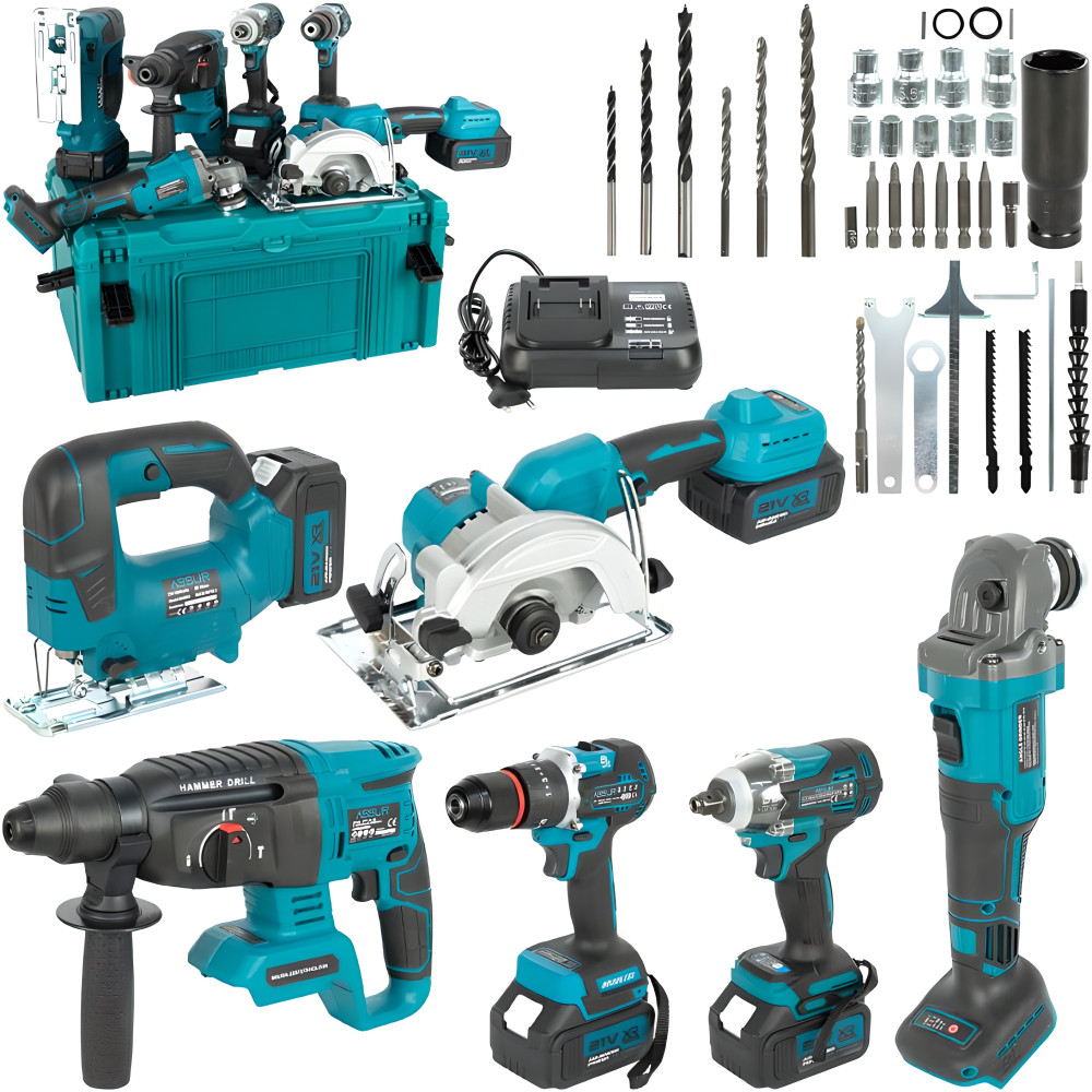 Набор аккумуляторных инструментов 21V, 3000 мАч, бесщёточный в кейсе