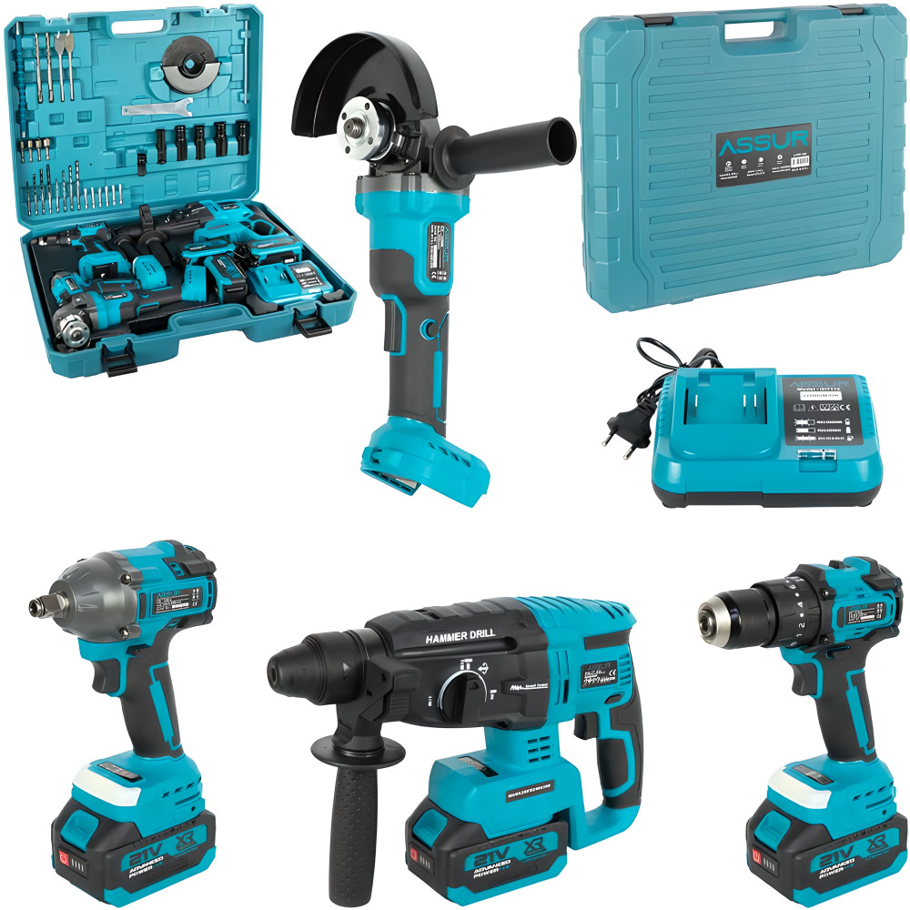 Набір інструментів 4-в-1 21V безщітковий з кейсом