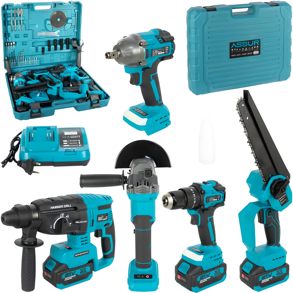 Набор инструментов 5-в-1 21V бесщёточный с цепной пилой