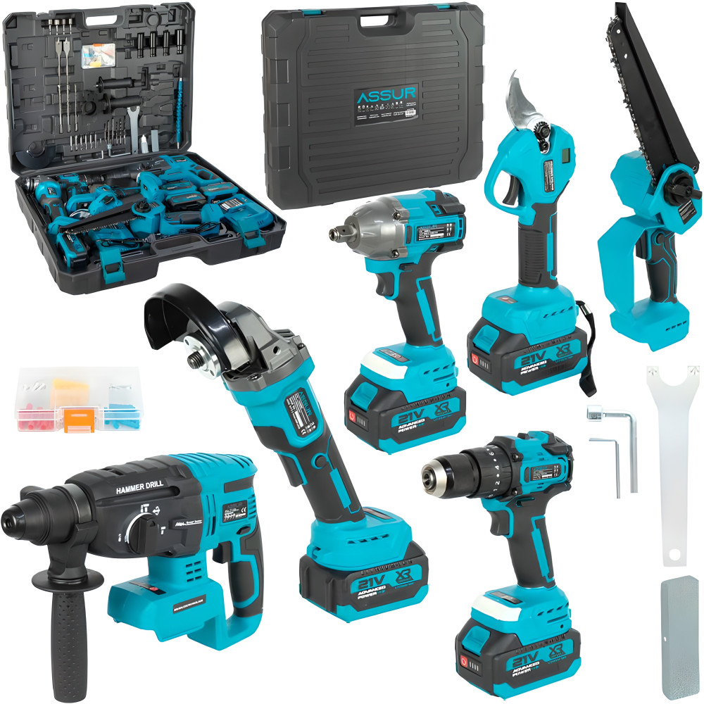 Набор аккумуляторных инструментов 21V, 1500 мАч, бесщёточный в кейсе