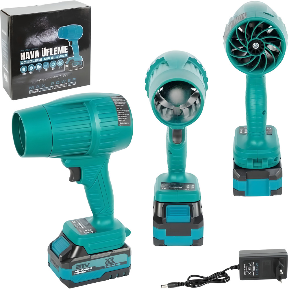 Воздуходувка аккумуляторная 21V, 3000 мАч для строительных и садовых работ