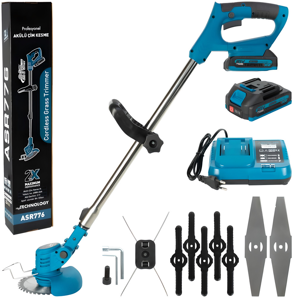 Триммер аккумуляторный 21V, 1500 мАч для строительных и садовых работ