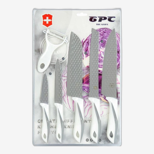 Набор ножей из нержавеющей стали 5шт с овощечисткой на блистере