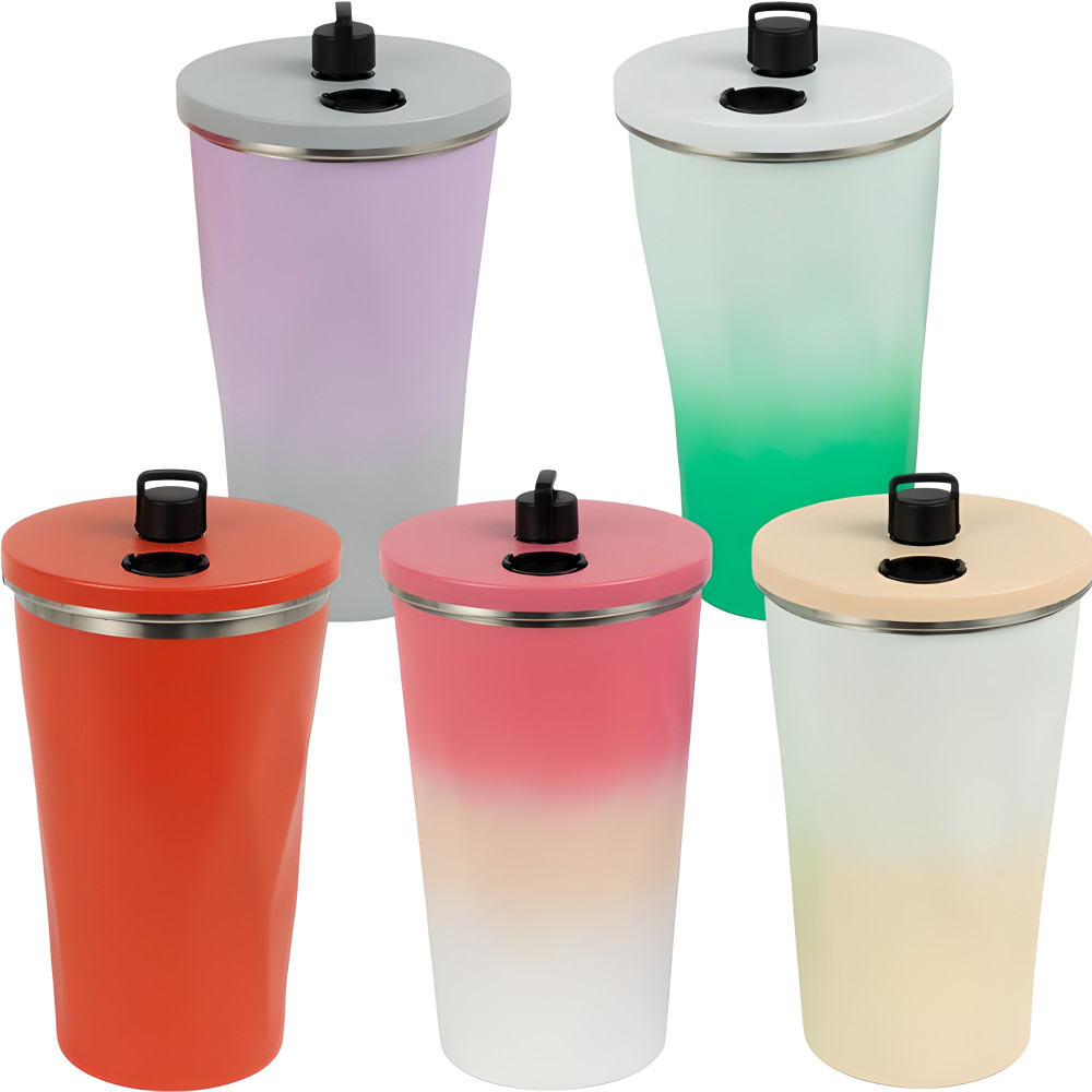 Термостакан із нержавіючої сталі з трубочкою 600мл