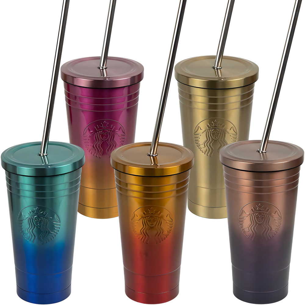 Термостакан 600 мл из нержавеющей стали с трубочкой