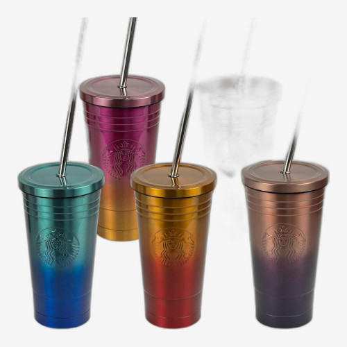 Термостакан 600 мл из нержавеющей стали с трубочкой B25-20