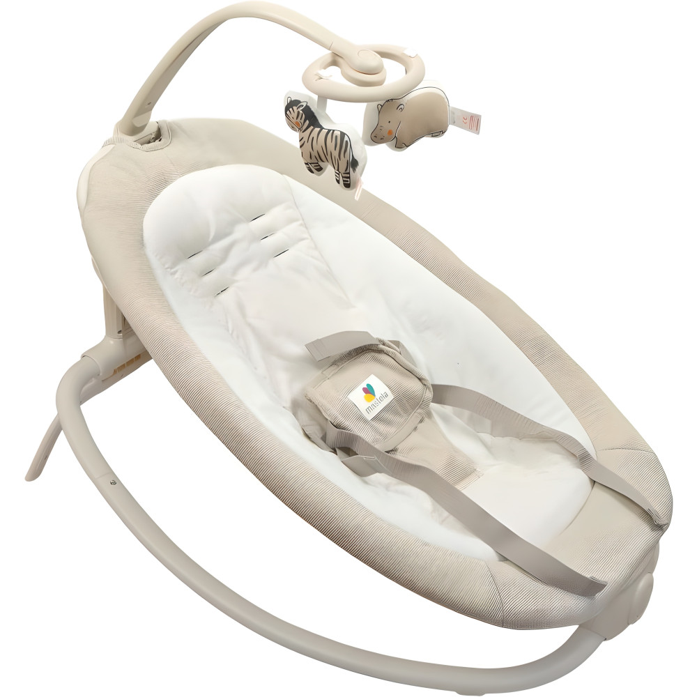 Шезлонг-качалка детский бежевый 3-9 кг с вибрацией Mastela