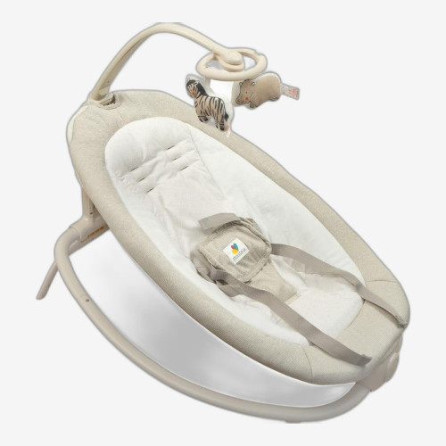 Детский шезлонг-качалка с вибрацией, 3–9 кг, мелодии, складной (Mastela 6607) бежевый