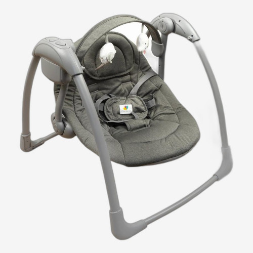 Детский убаюкивающий центр, 3–11 кг, 5 скоростей качания, 7 мелодий, вибрация (Mastela 6599) серый
