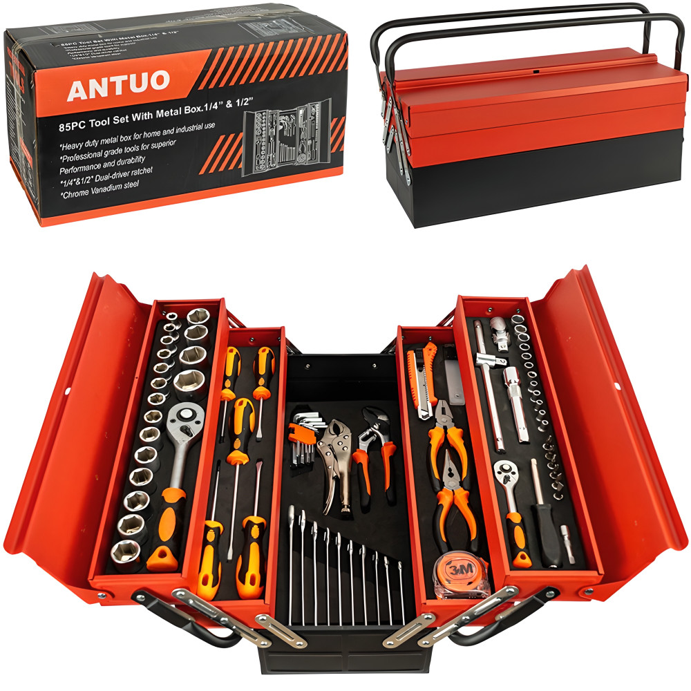 Набір інструментів 85 предметів в металевому кейсі