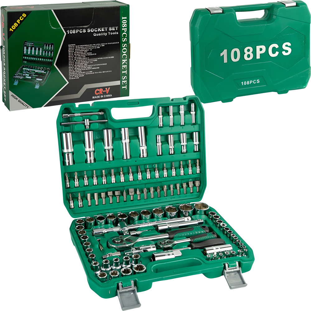 Набор инструментов 108 предметов в кейсе с торцевыми головками