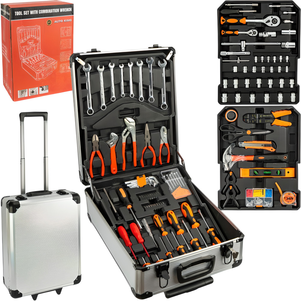 Набір інструментів 187 предметів у металевому валізі на колесах