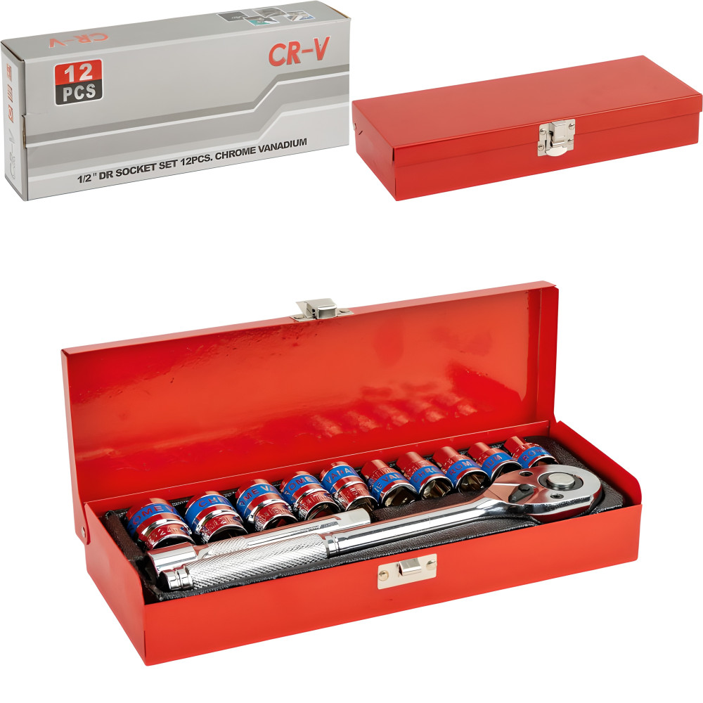 Набір торцевих головок 12 шт. з тріскоткою 1/2