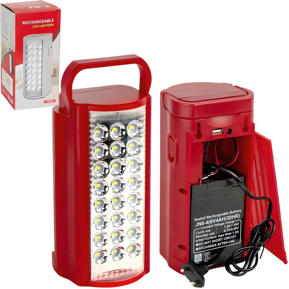 Ліхтар акумуляторний 24 LED 20×9,5×8,5 см складною ручкою