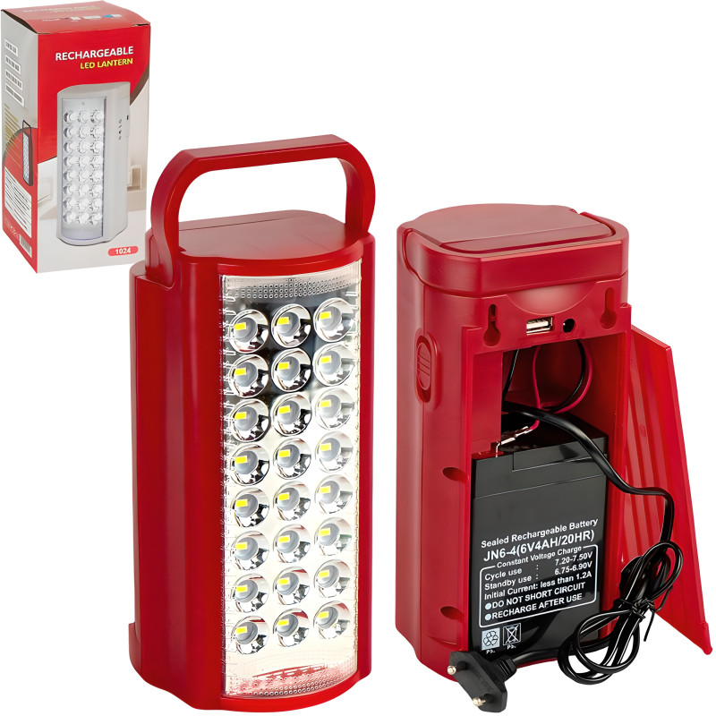 Ліхтар акумуляторний 24 LED 20×9,5×8,5 см складною ручкою