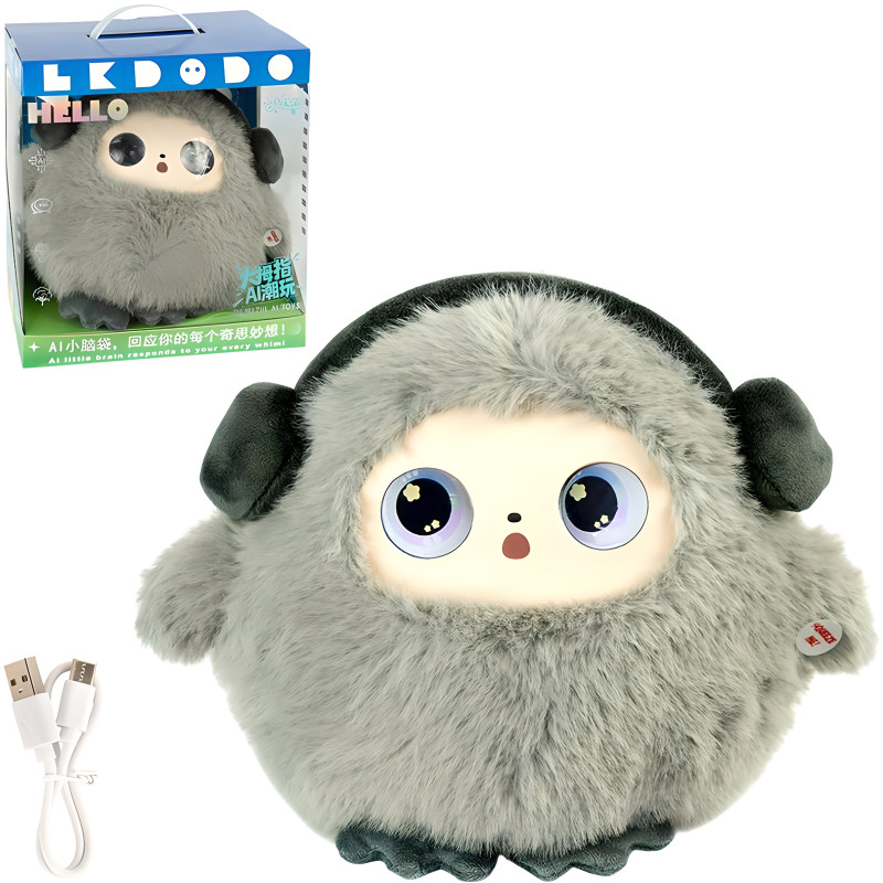 Інтерактивна м'яка іграшка з AI GRAY, 27х21х17 см