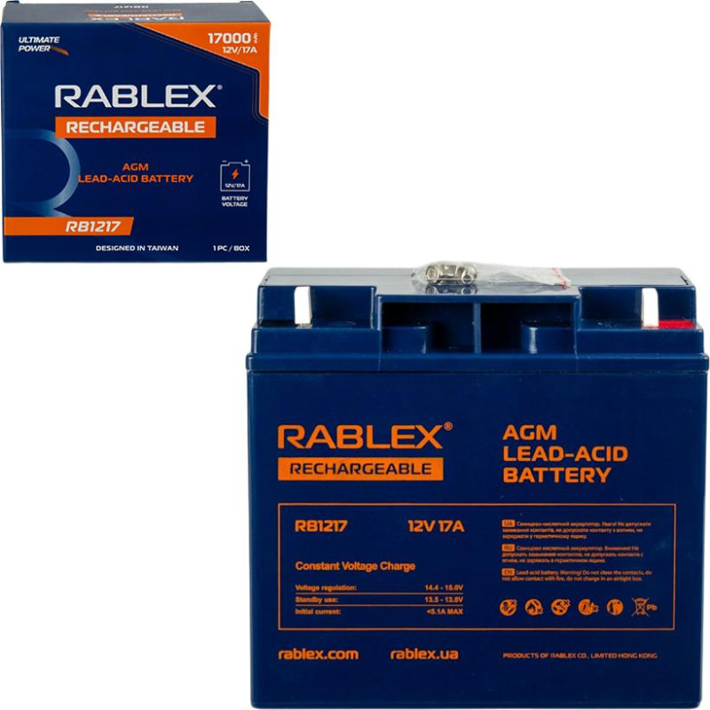 Акумулятор RABLEX 12V 17Ah свинцево-кислотний RB1217