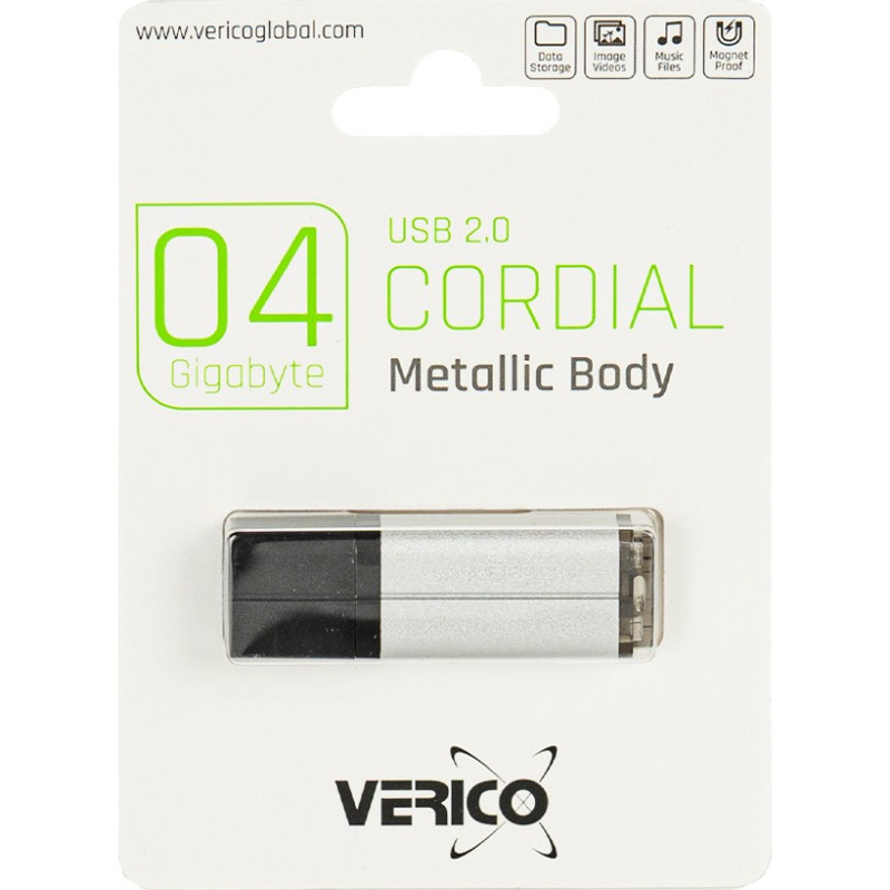 Флешка Verico USB 4GB Cordial Silver компактна
