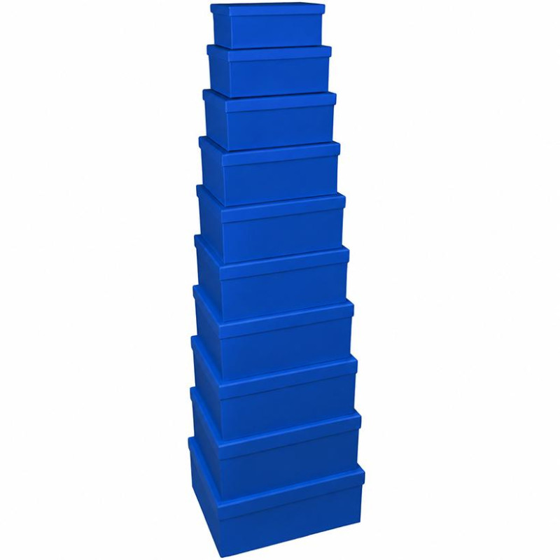 Набір подарункових коробок прямокутних 10 шт, колір Синій