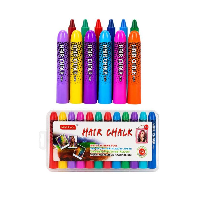 Набір крейди для волосся Metallic Pens, 12 кольорів