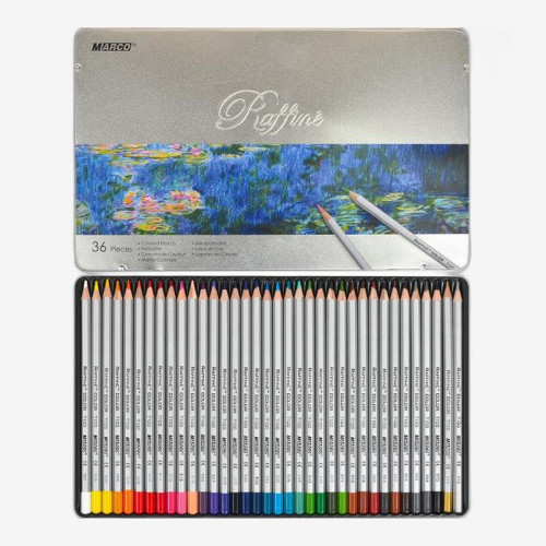 Кольорові олівці Marco Raffine у металевій коробці, 36 кольорів