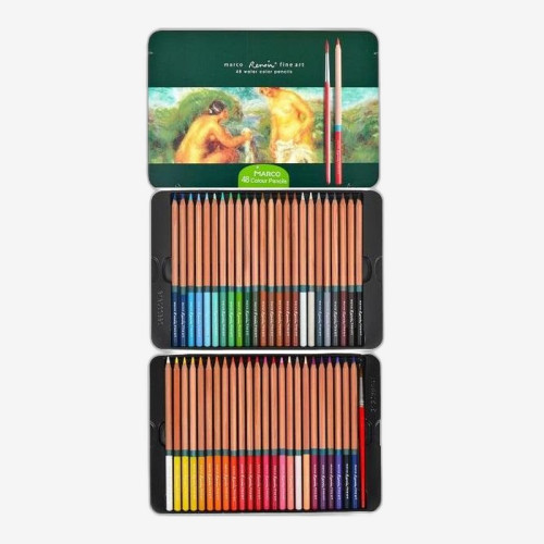 Акварельні олівці Marco Renoir Fine Art Aqua у металевій коробці, 48 кольорів
