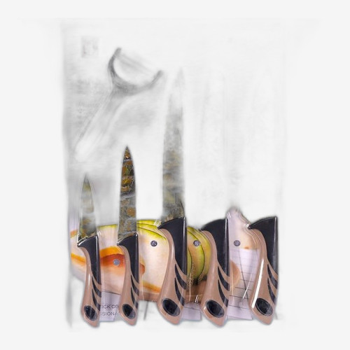 Набор ножей из нержавеющей стали 5шт с овощечисткой на блистере