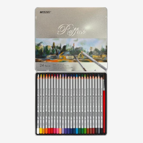 Акварельні олівці Marco Raffine у металевій коробці, 24 кольори