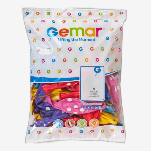 Шарики Панч-бол 18 пастель микс с рисунком горох