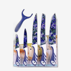 Набор ножей из нержавеющей стали 5шт с овощечисткой на блистере