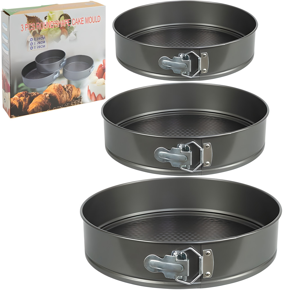 Формы для выпечки разъёмные Ø 24/26/28 см 3 шт металлические