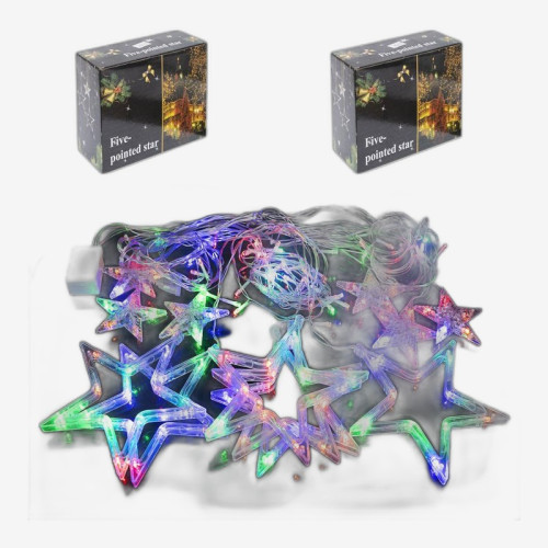 Гирлянда электрическая Штора 12 звезд, мультицвет D-44/RJ-09